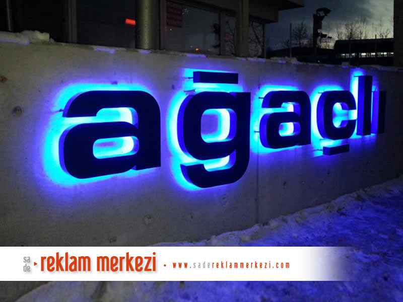 led ışıklı alüminyum kutu  harf yandan görünüm