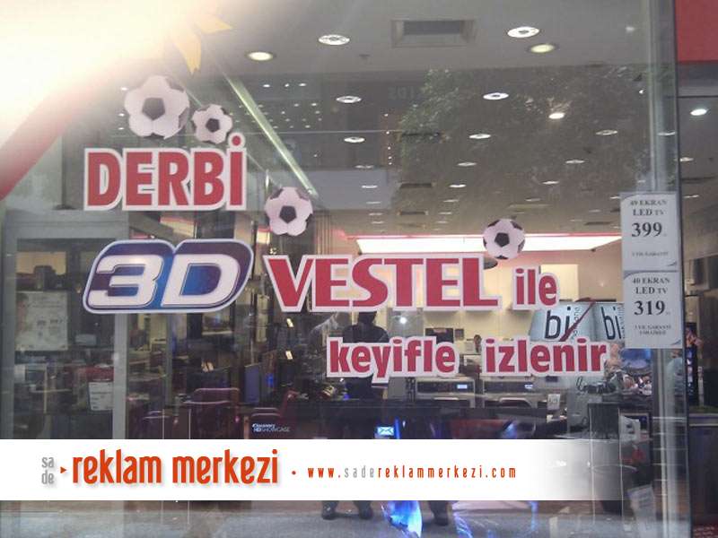 Vestel Ankamall Mağaza Cam Yazıları Görünümü