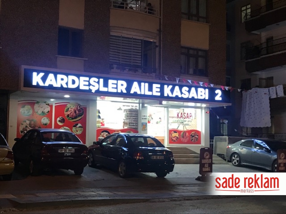 cephe tabelası - kasap tabelası - kutu harf tabela - led ışıklı tabela