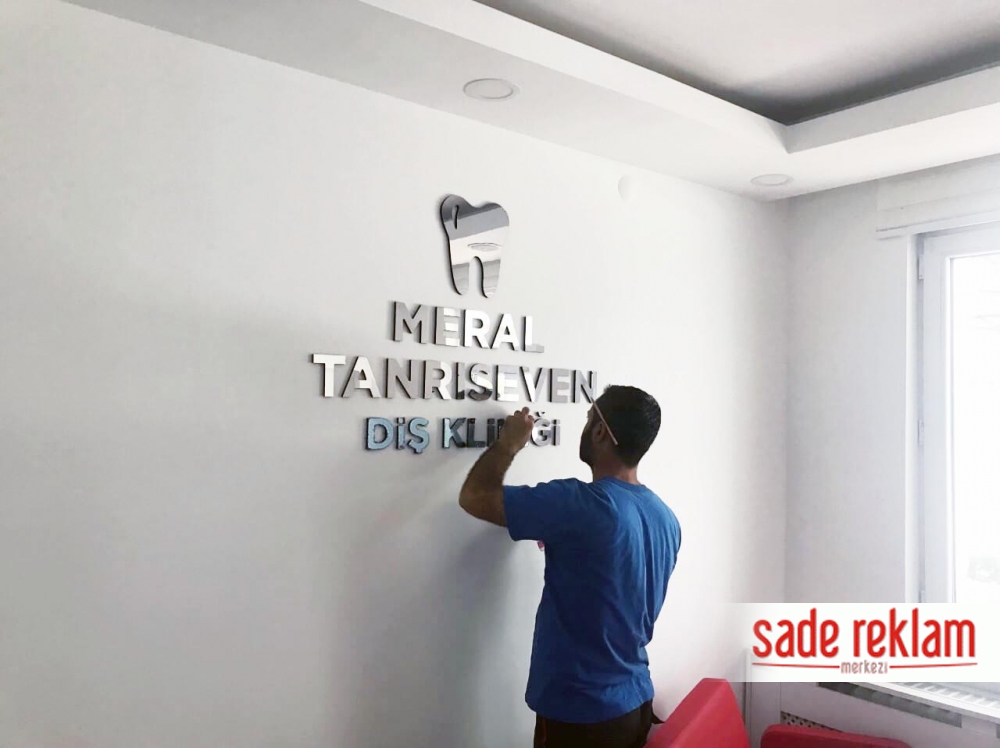 diş hekimi duvar tabela-ofis içi kabartma duvar yazısı-klinik duvar yazısı-diş hekimi tabelası fiyatları-sade reklam