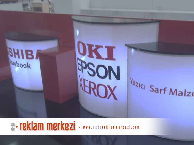 DMO sergi salonu ışıklı stand üzeri folyo kesim uygulama