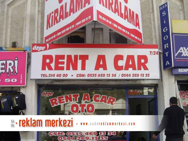 Rent A Car Germe Vinily Cephe Tabelası