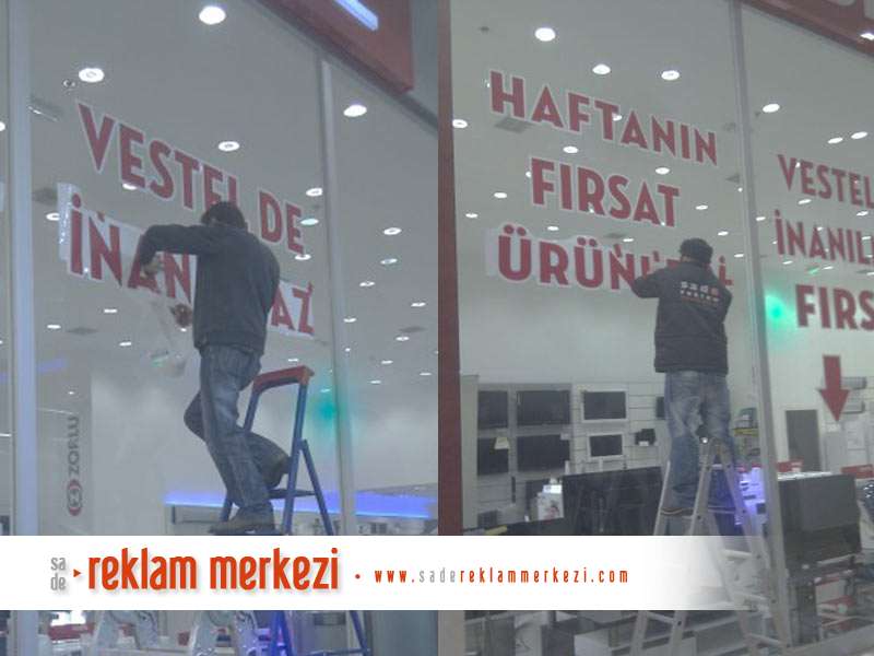   Vestel Ankamall Mağaza Cam Yazıları  Görünümü