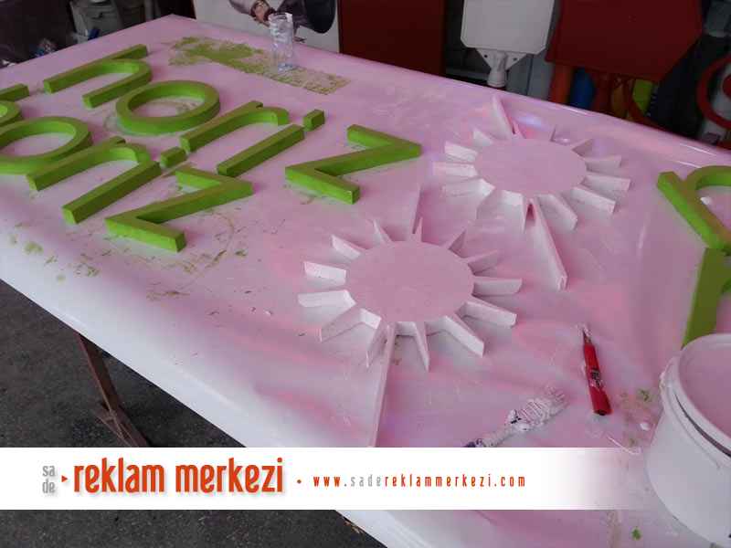 köpük harf horizon logo imalat atölye görünümü