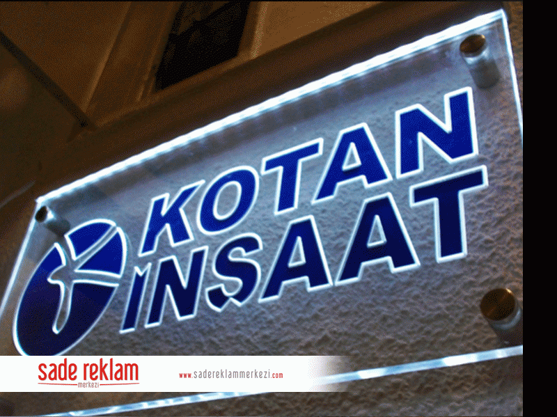 led ışıklı şeffaf kapı tabelası