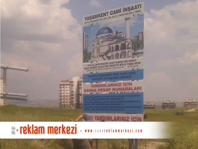 Cami inşaatı, inşaat tabelası