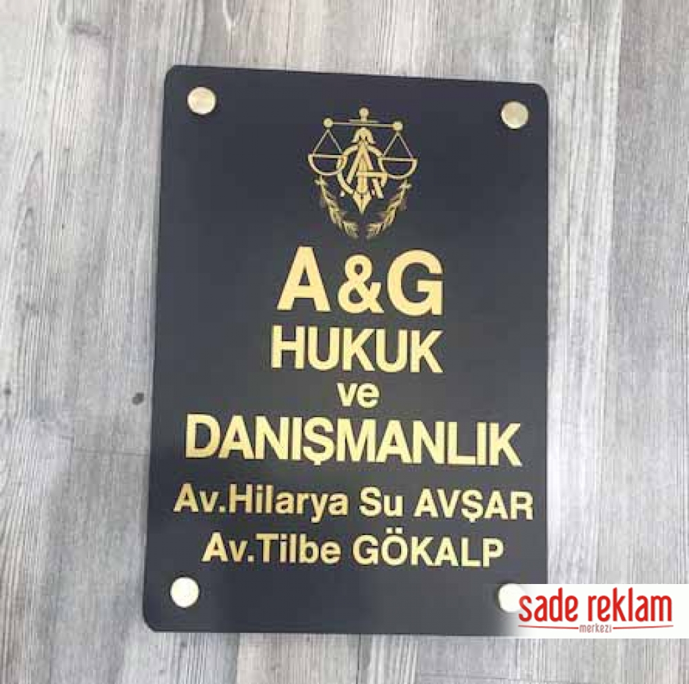 pleksi avukat tabelası-avukat kapı levhası-ofis kapı tabelası-gold kapı tabelası-altın rengi tabela-ofis kapısı tabelası-hukuk bürosu tabela örnekleri-sade reklam