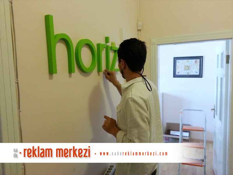 köpük harf horizon logo montaj görünümü