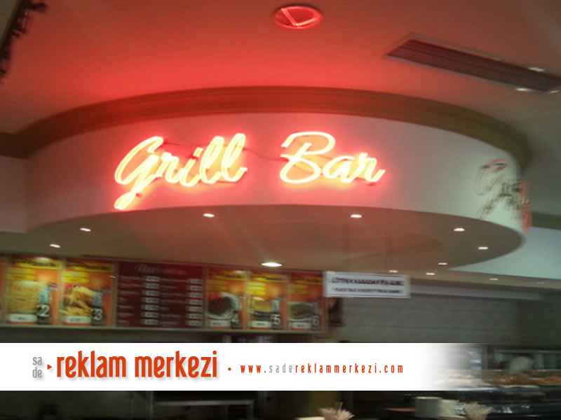 Grill Bar Kırmızı Neon Tabelası