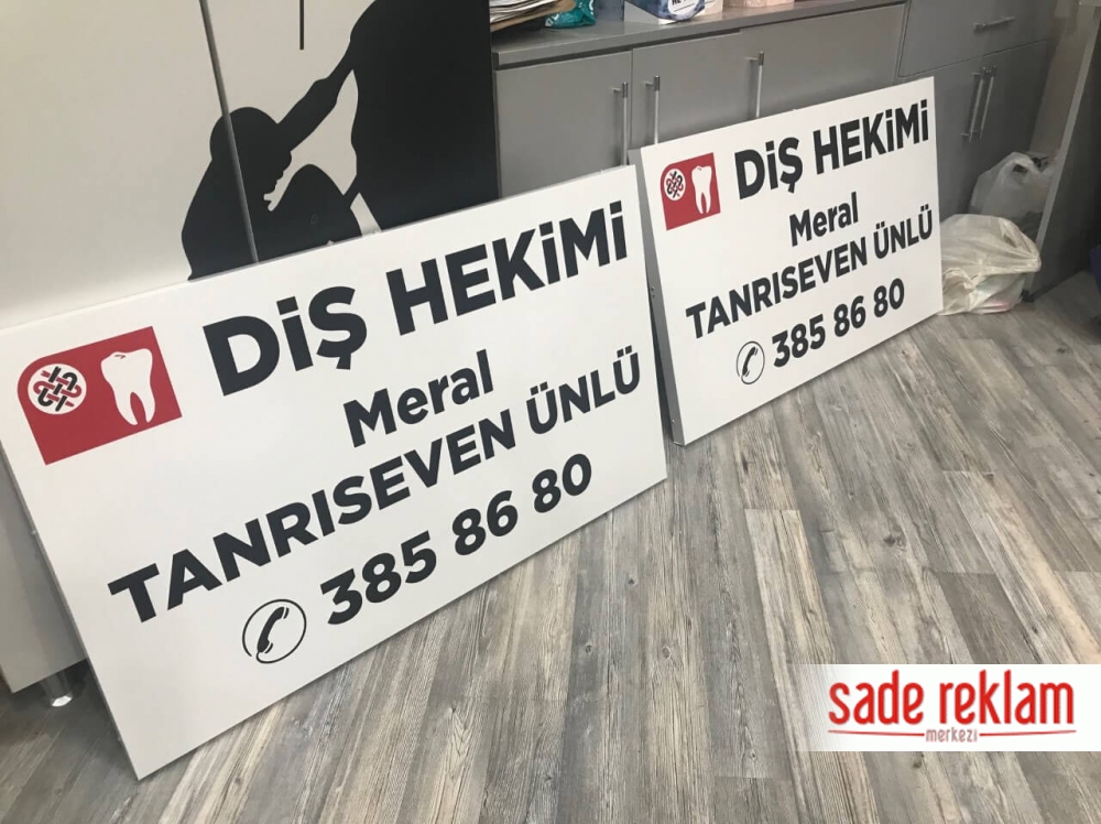 dişçi tabelası-ışıksız dişçi tabelası-diş klinik tabela imalatı-sade rekam