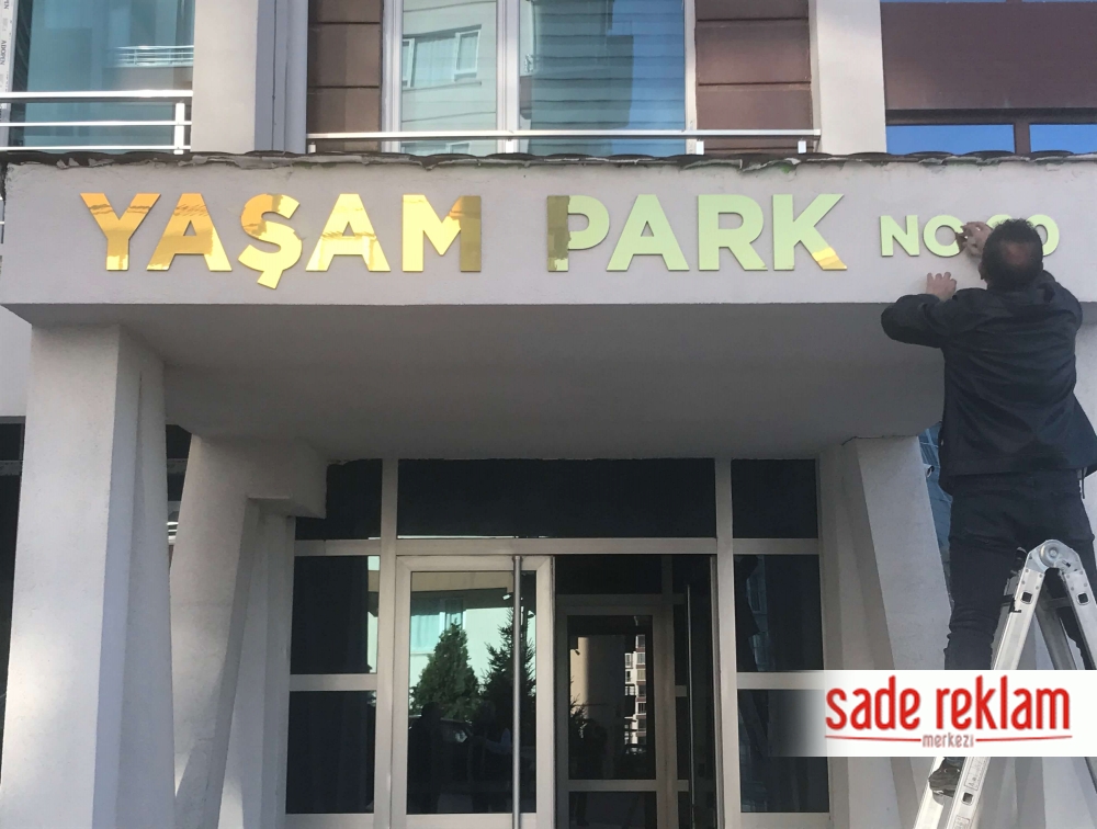 gold apartman isim yazımı-sarı prinç apartman isimliği-bina giriş yazıları-sade reklam