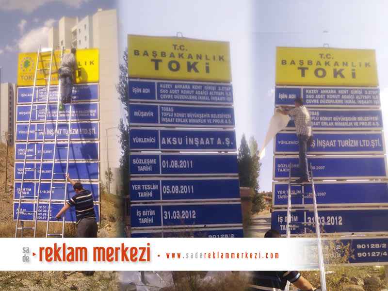 Toki blokları inşaat tabelası