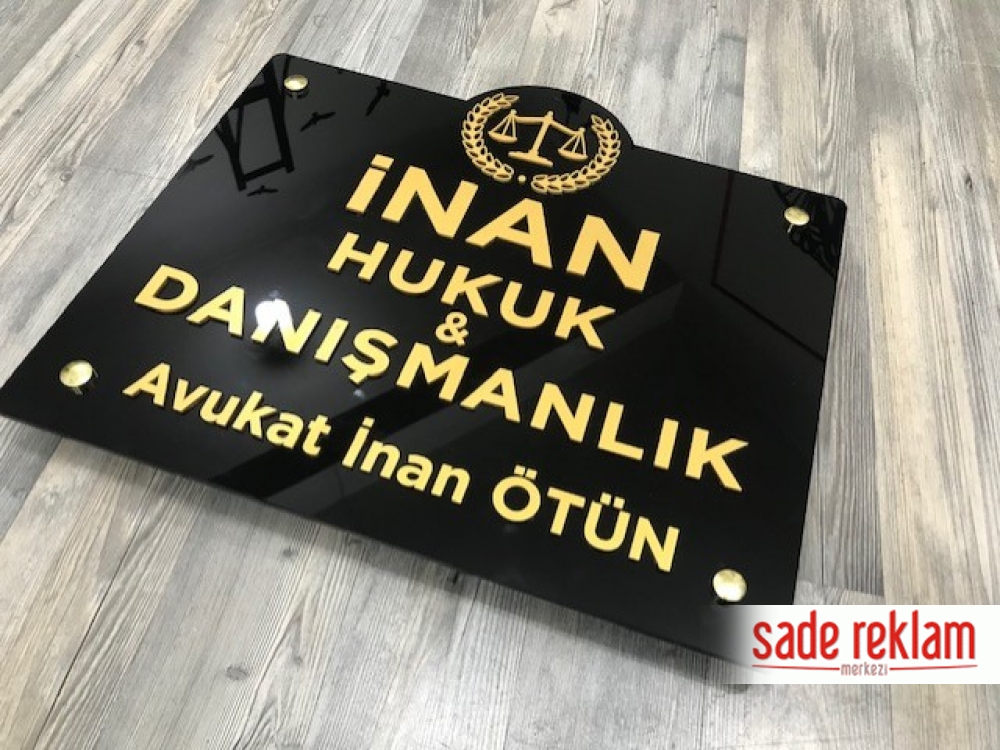 gold pleksi harf-gold kabartma kapı tabelası-gold pleksi ofis tabelası-avukat kapı tabelası-avukat tabelası örnekleri