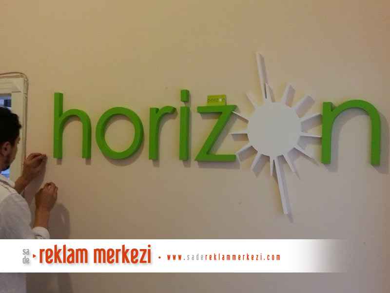 köpük harf horizon logo montaj görünümü