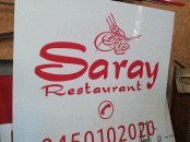 Saray Restaurant Pleksi levha üzeri folyo kesim tabela